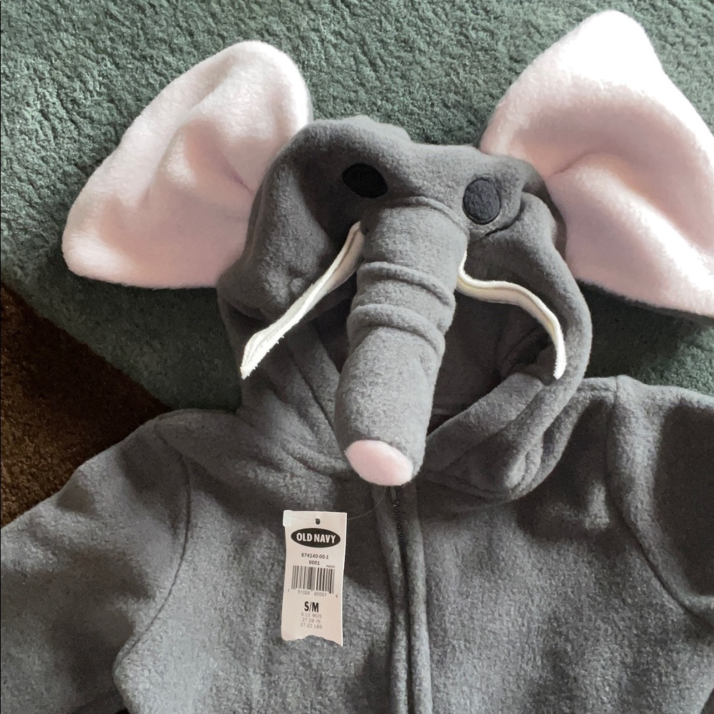 Old Navy Baby Gray and Pink Elephant onsie costume 6M - 12M